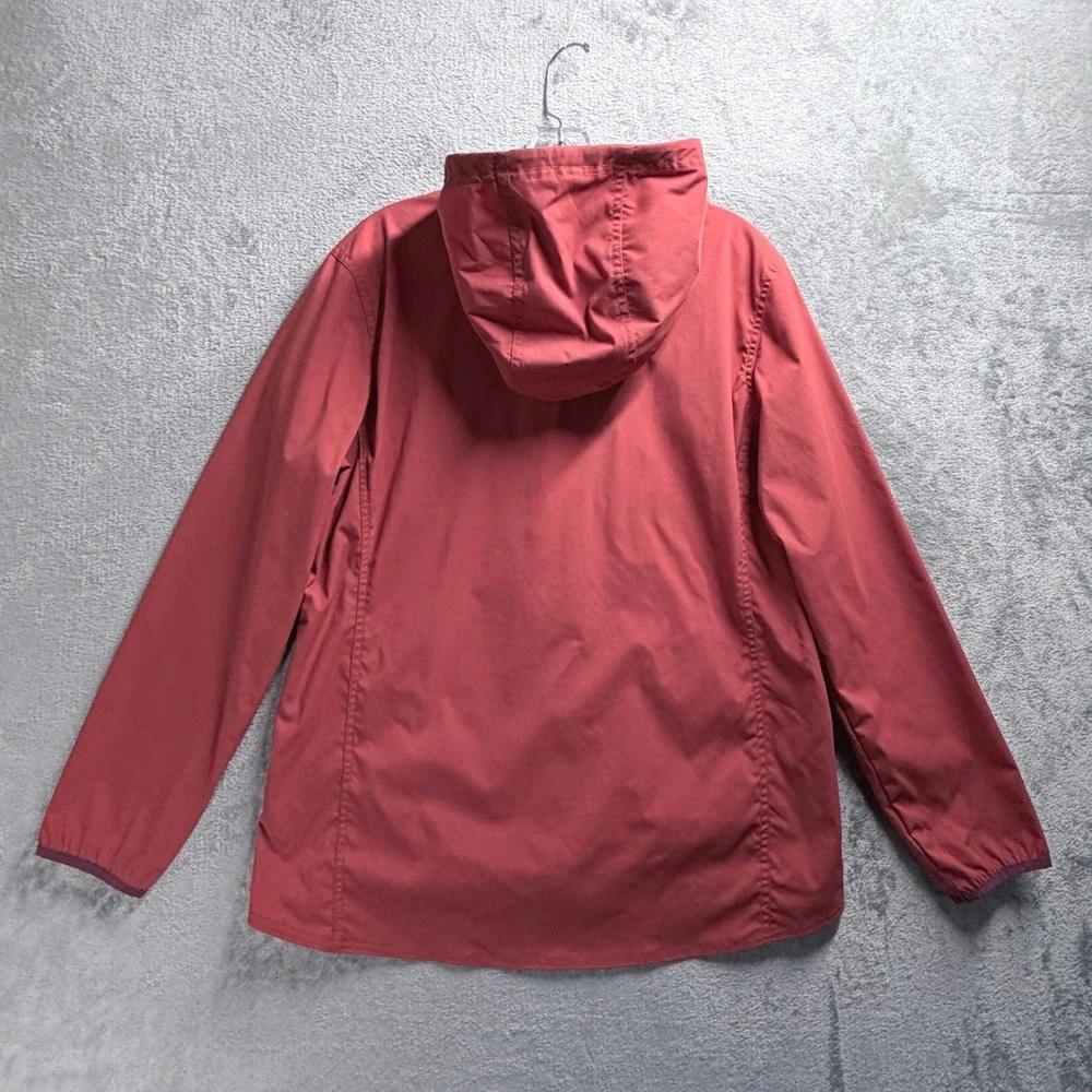 Toad&Co Anorak Jacket Women Medium Red Hooded Windbreaker 1/2 Zip Pocket Stretch